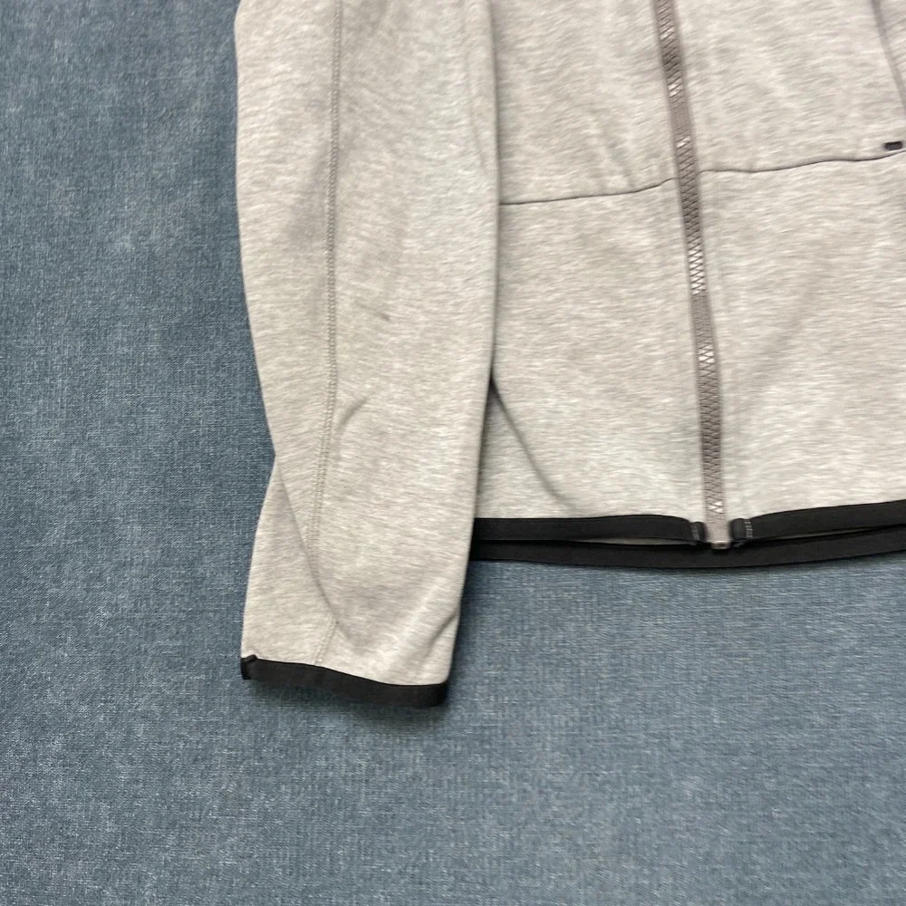 Nike Hoodie Mens Medium Gray Swoosh Logo Full Zip Raglan Sleeve Performance